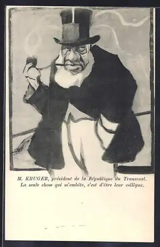 Künstler-AK M. Kruger, president de la Republique du Transvaal, Burenkrieg