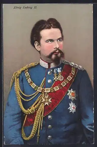 AK König Ludwig II. in Uniform mit Orden