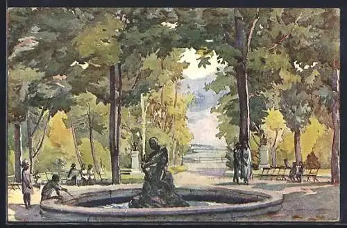 AK Beograd, Parkansicht mit Brunnen