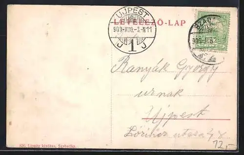AK Szabadka, Batthyányi-utca a szentháromság szobrával