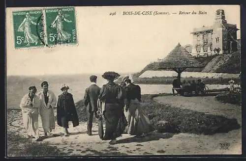 AK Bois-de-Cise, Retour du Bain avec vue sur la mer et promenade élégante