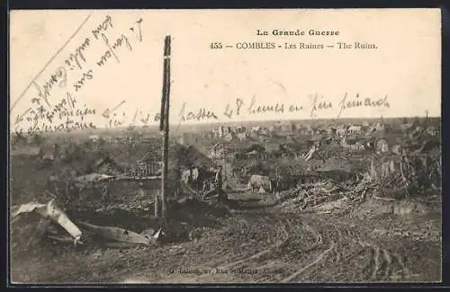 AK Combles, Les Ruines après la Grande Guerre