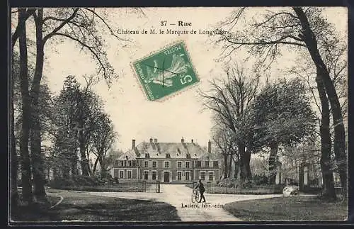 AK Rue, Château de M. le Marquis de Longvilliers et allée arborée