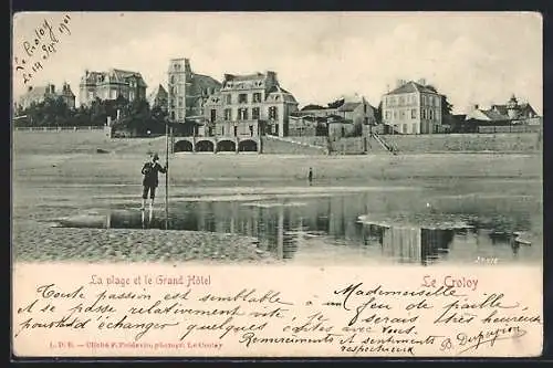 AK Le Crotoy, La plage et le Grand Hôtel