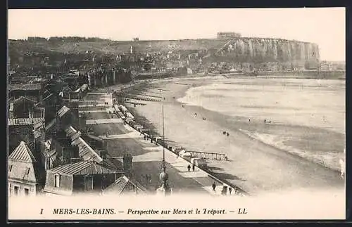 AK Mers-les-Bains, Perspective sur Mers et le Tréport