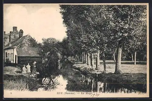 AK Rue, La Maye et promenade arborée le long du canal