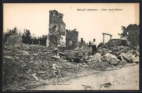 AK Rollot, Place de la Mairie