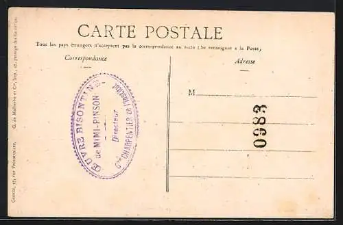 AK Lihons, Église de Lihons (Somme) sous la neige avec un canon devant