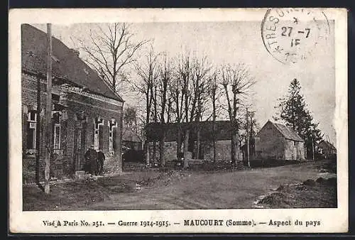 AK Maucourt, Aspect du pays pendant la Guerre 1914-1915