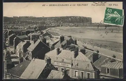 AK Mers-les-Bains, Vue générale de la plage et des falaises