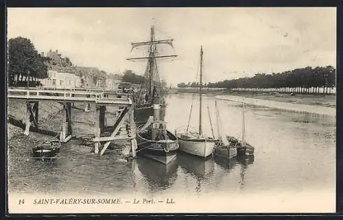 AK Saint-Valery-sur-Somme, Le Port et voiliers amarrés
