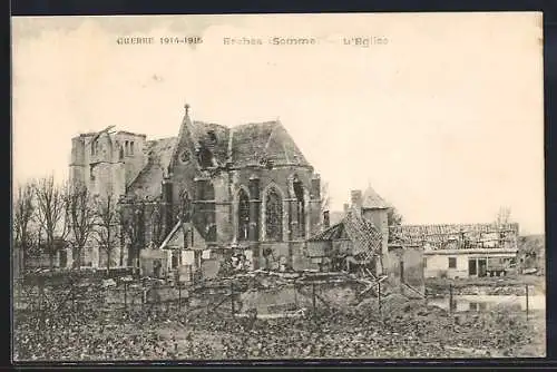 AK Érches, L`Église pendant la guerre 1914-1915