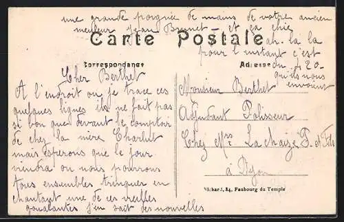 AK Grivillers, La Grande Guerre 1914-15, Le travail d`un obus allemand