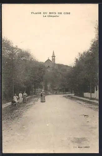 AK Plage du Bois de Cise, La Chapelle et chemin bordé d`arbres