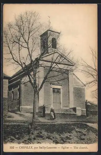 AK Chipilly, Église paroissiale avec arbres dénudés