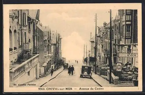 AK Onival-sur-Mer, Avenue du Casino avec voiture et passants