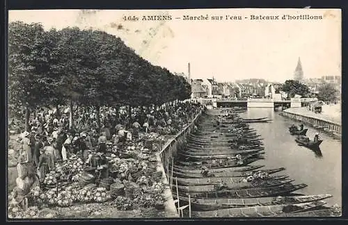 AK Amiens, Marché sur l`eau, Bateaux d`hortillons