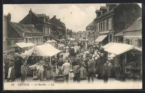 AK Cayeux, Le Marché animé avec foule et étals de produits