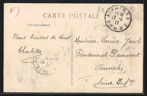 AK Airaines, Le Bureau de Poste avec des habitants devant le bâtiment