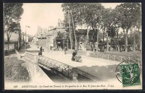 AK Abbeville, Le Canal du Transit et Perspective de la Rue St-Jean-des-Prés