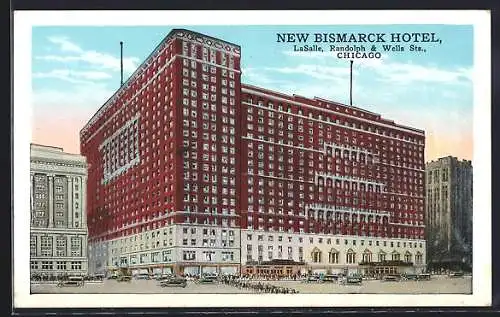 AK Chicago, IL, New Bismarck Hotel, LaSalle, Randolph & Wells Sts.