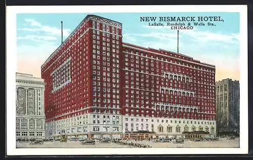 AK Chicago, IL, New Bismarck Hotel, La Salle, Randolph & Wells Sts.