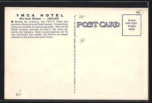 AK Chicago, IL, YMCA Hotel, 826 South Wabash Avenue, The Cafeteria
