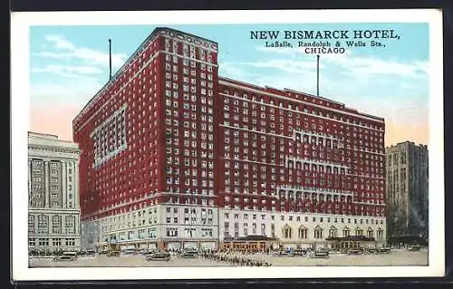 AK Chicago, IL, New Bismarck Hotel, LaSalle, Randolph & Wells Sts.