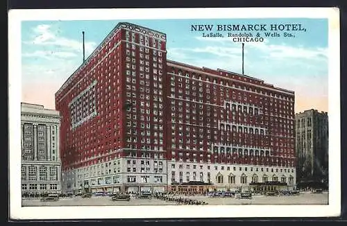 AK Chicago, IL, New Bismarck Hotel, LaSalle, Randolph & Wells Sts.
