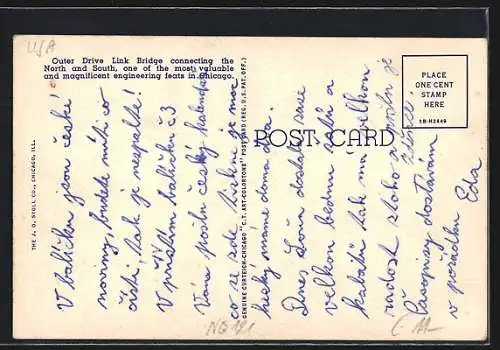 AK Chicago, IL, Outer Drive Link Bridge and Skyline