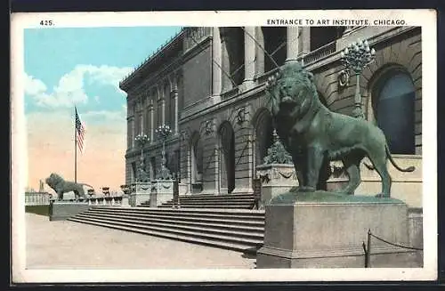 AK Chicago, IL, Entrance to Art Institute