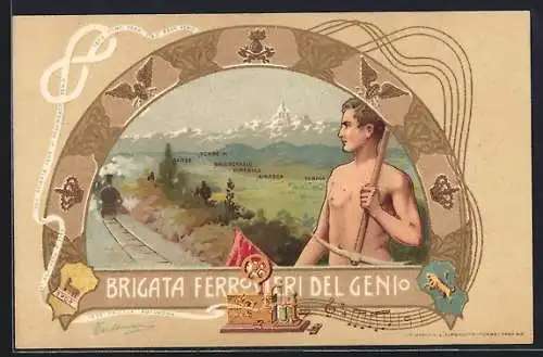 Lithographie Brigata Ferrovieri del Genio