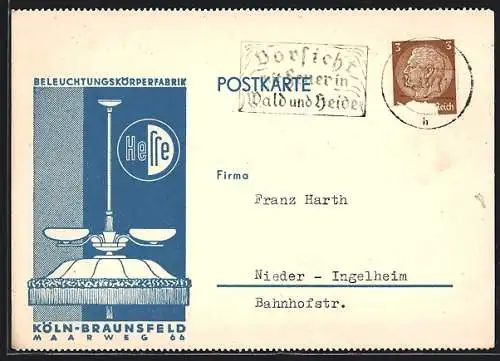 AK Köln-Braunsfeld, Beleuchtungskörperfabrik Hesse, Maarweg 66