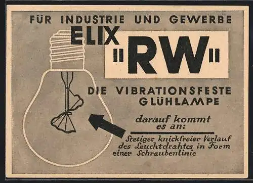 AK Variations-Glühlampe Elix RW, O-Ge-Vau Glühlampenvertrieb Dr. L. Greger