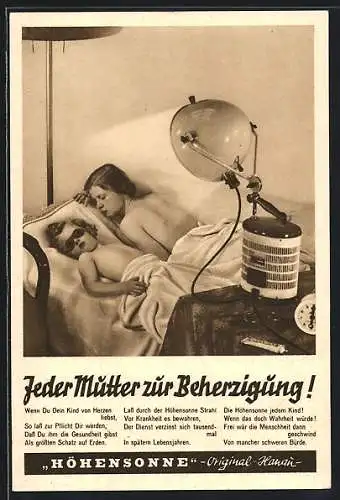 AK Original Hanau Höhensonne, Jeder Mutter zur Beherzigung