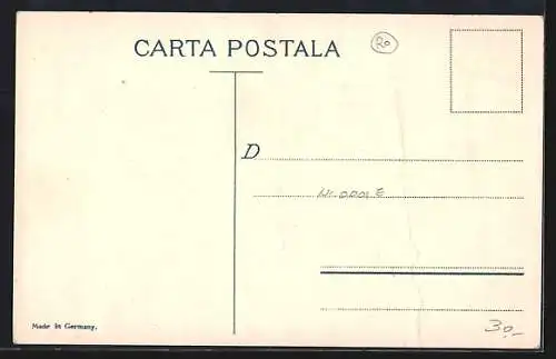 AK Rumänien, Briefmarken mit Wappen und Landkarte