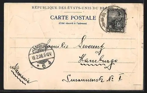 AK Brazil, Briefmarken mit Flagge