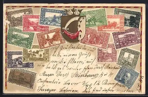 AK Bosnien-Herzegowina, Briefmarken und Wappen