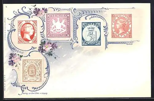 Lithographie Briefmarken aus Luxembourg, Schweden und England