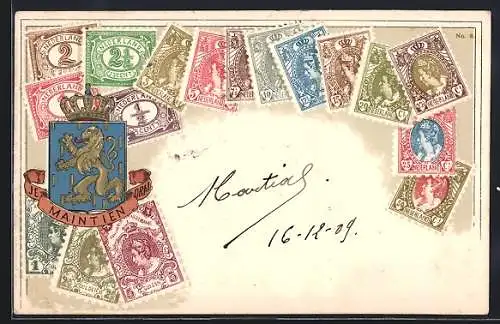 AK Nederland, Briefmarken und Wappen