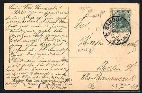 AK Sandow /West-Sternberg, Partie am Waldheim