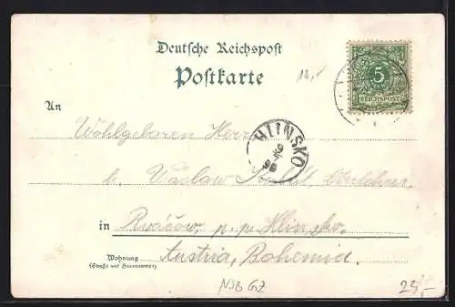 Lithographie Bad Reinerz, Gasthaus zur Schnappe, Inneres Palmenhaus, Innere Wandelbahn, Laue-Quelle und Molkenanstalt