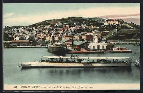 AK Philippeville, Vue sur la Ville, prise de la Jetée