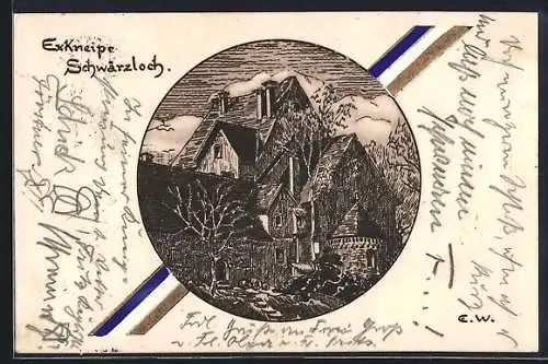 Lithographie Tübingen, Verbindungshaus Exkneipe Schwarzloch