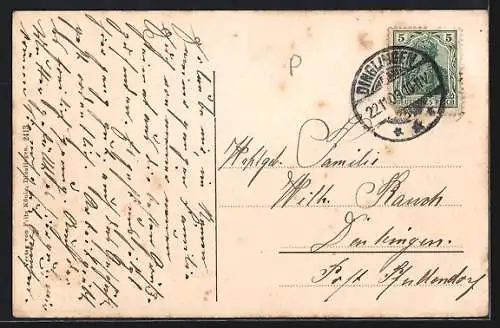 AK Dinglingen, Pfarrhaus, Strassenpartie bei der Kirche