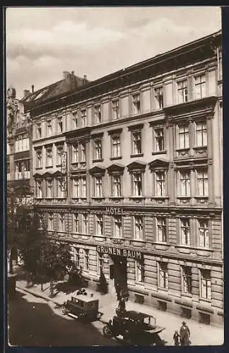 AK Berlin, Hotel zum Grünen Baum an der Krausenstrasse 56-58, Aussenansicht mit Eingang