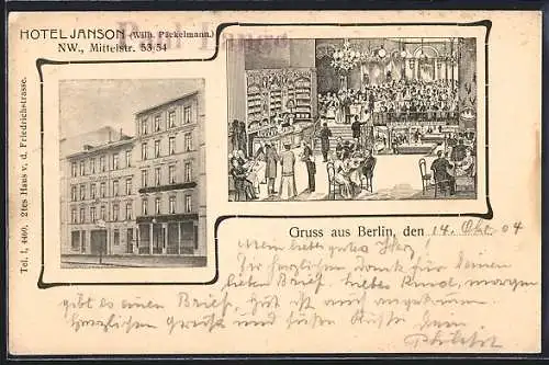 AK Berlin, Hotel Janson, Inh. Wilh. Päckelmann, Mittelstrasse 53 /54