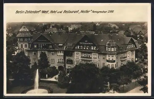 AK Berlin-Zehlendorf, Hotel und Restaurant Nestler aus der Vogelschau