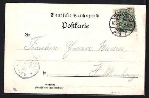 Lithographie Berlin-Spandau, Restaurant Festsäle von C. Seitz, Speisesaal, Grosser und kleiner Saal