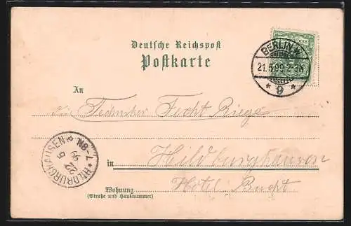 Lithographie Berlin-Kreuzberg, Gasthaus Bayrischer Hiesel, Königgrätzer-Strasse 123, heute: Stresemannstrasse